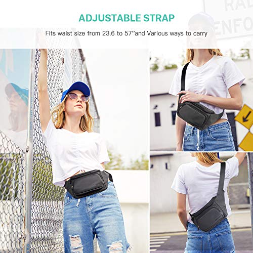 FREETOO Waist Pack Bag Fanny Pack for Women Hip Bum Bag with Adjustable Strap for Outdoors Workout Traveling Casual Running Hiking Cycling (Light Gray)