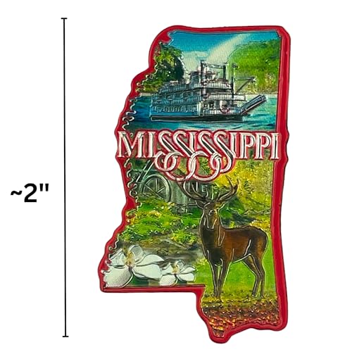 Imán decorativo premium Mississippi estado 2 pulgadas miniatura 4