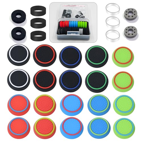 ZHI-NYLLDJS 30 Pieces Controller Thumb Grips for PS5/4,Controller Thumb Caps for Xbox,Joystick Stick Grip for Switch1/2 Pro Controller,Precision Rings&amp;Thumb caps Set(Red&amp;Blue&amp;Green) A&amp;D