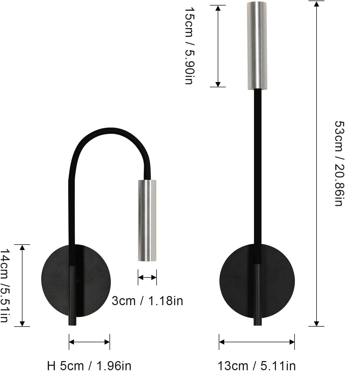 Applique da parete Interno, Lampada da Lettura da Parete 4W, Lampada da Comodino LED Bianca Calda, 360° Orientabile Faretti da Parete Alluminio (Silver-4500)