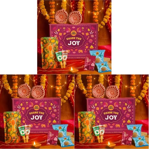 Image of GO DESi Bhai Dooj Gift Box| Share the Joy Gift Set for Brother Sister | Coconut Laddu | DESi POPz: Tangy Imli, Real Aam, Kaccha Aam | Meetha Paan | Diwali Gifts for Family and Friends (Pack of 3)