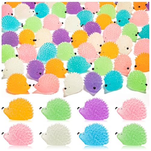 SYWHXY 60PCS Luminous Mini Resin Hedgehogs - Cute Miniature Hedgehog Figures, Glow in The Dark, Tiny Resin Animals for Dollhouse, Micro Landscape, DIY Home & Outdoor Decor