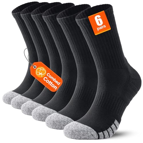PULIOU Mens Socks,Thermal Warm Winter,for Work Hiking Walking Cycling,Wicking Cushion Casual Crew Outdoor,Unisex,Multipack of 6