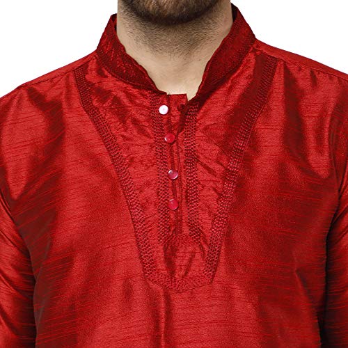 SKAVIJ Men's Tunic Kurta Pyjama Traditional Wedding Party Ethnic Suit Dress Set4