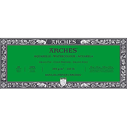 Arches Watercolor Paper Block Cold Press 3.9 x 9.8 140 pound (1795056)