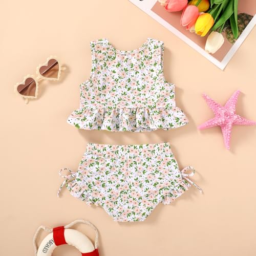 Image of HAPPYMA Baby Swimsuit Toddler Girl Bathing Suit Summer Stripe Bikini Set Beach Two Piece Swim Wear