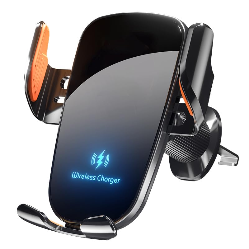 Orco Car Phone Holder Wireless Charger Auto Clamping 15W Fast Wireless Super Stable Air Vent Car Phone Mount Charger for iPhone Pro Max/17/16/15/14/13/12 Galaxy S25 Ultra/S25/S24/S23