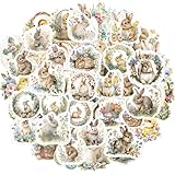 BelleFlair 100 Stück Kaninchen Ostersticker Set, Vintage Hasen Aufkleber Ostern für Kinder Erwachsene, Osteraufkleber für Basteln, Scrapbooking, Junk Journal, DIY Projekte