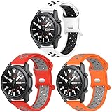 Pakintu 22mm Watch Band Compatible with Samsung Galaxy Watch 46mm/Galaxy Watch 3 45mm/Gear S3 Classic/Frontier,LG G Watch W100/R W110/Urbane W150,22mm Soft Silicone Breathable Watch Strap Wristband for Women Men(White/Black+Red/Grey+Orange/Grey)