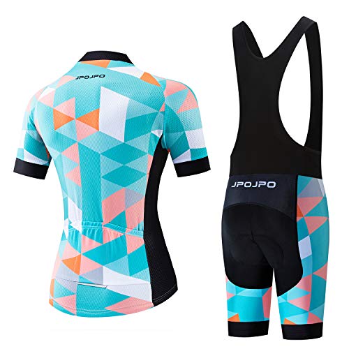 Women Cycling Jersey Set Short Sleeve+5D Padded Bicycle Shorts Quick-Dry Reflective 3-Pockets #TOP1