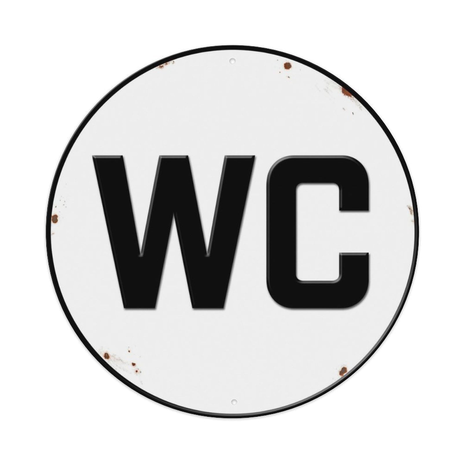 Fqcyn Style Toilet （Wc） Industrial Minimal Plate Metal Tin Sign Plaque Wall Decor For Cafe, Club Bar, Office, Home Garden Round Metal Poster 8X8inch