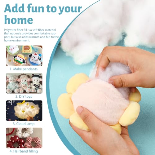 Image of LOKUNN 3.09lb /1400g Polyester Fiber Fill, (2.12oz~3.97lb) Stuffing Pillow Filling Stuffing Cushion Filling, Batting High Resilience Fill Fiber for Stuffed Animals /DIY Crafts (White)