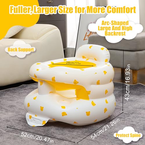 Image of Upgraded Inflatable Baby Seat for 3-36 Months, Baby Chair Sit Me Up Floor Seat - Clip to Table Leg. No Tipping. + Front Guard Anti-Tip, Back Support for Infants Learning to Sit Up + Built-in Air Pump