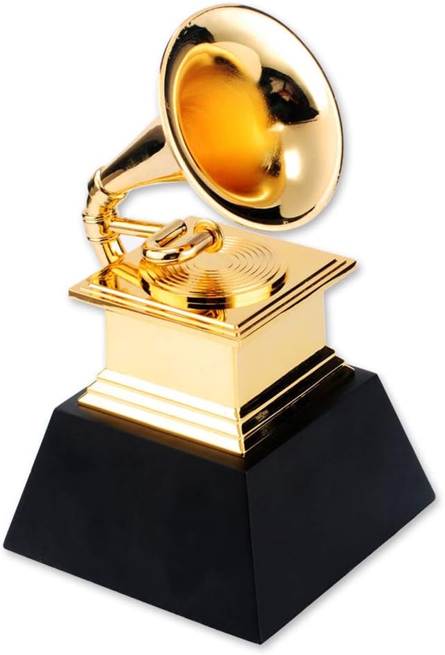 Trophy, Grammy contest trophy, music trophy, competition trophy decoration (size 12.5cm, 12.5cm, 22cm, gold)-gold