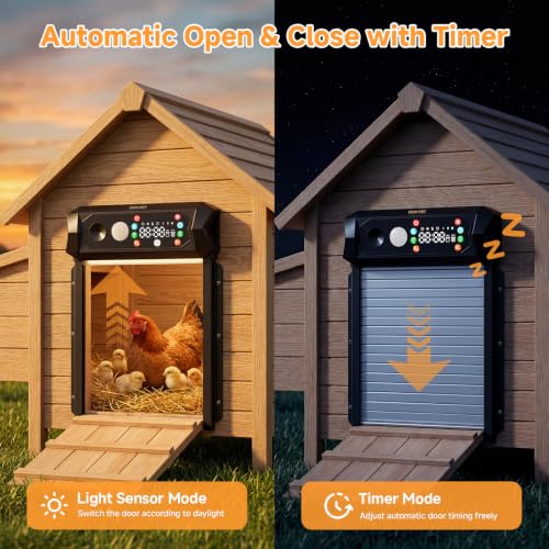 Image of Automatic Chicken Coop Door Solar Powered, Large 9.45 inchX10.24 inch Opening