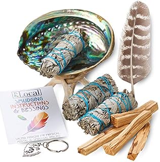 JL Local Smudge Kit - White Sage, Palo Santo, Abalone Shell, Smudging Feather