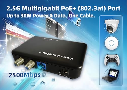 Image of MoCA 2.5 Adapter Kit with 2.5G Ethernet Port and PoE+ 30W for Ethernet Over Coax - Ideal for Wi-Fi 6E /7 Access Points, IP Cameras, and More - Model KB-M3-03