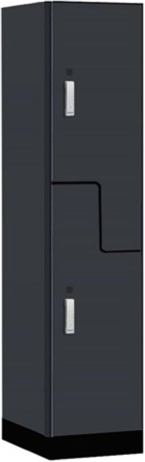 Salsbury Industries 18" Wide Premier Wood Locker-Double Tier 'S' Style-1 Wide-6 Feet High-18 Deep-Carbon Mesh-Silver Electronic Locks