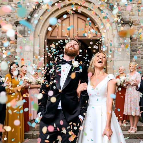 Rainbow Confetti 150 g / 5.3 oz – Biodegradable & Water-Soluble Colorful Paper Confetti for Parties, Weddings & Photoshoots – Eco-Friendly Circle Tissue Mix for Toss & Décor, 20000 Pcs