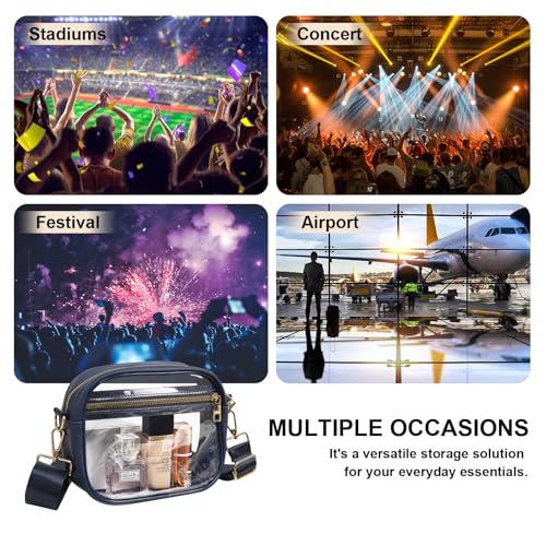Image of Fibrdoo Clear Bag Stadium Approved, Leather Clear Crossbody Purse Bag for Concerts Sports Events Festivals