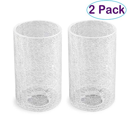 Eumyviv 2 Pack Clear Glass Lamp Shade with Crack Finish, Fixture Replacement Glass
