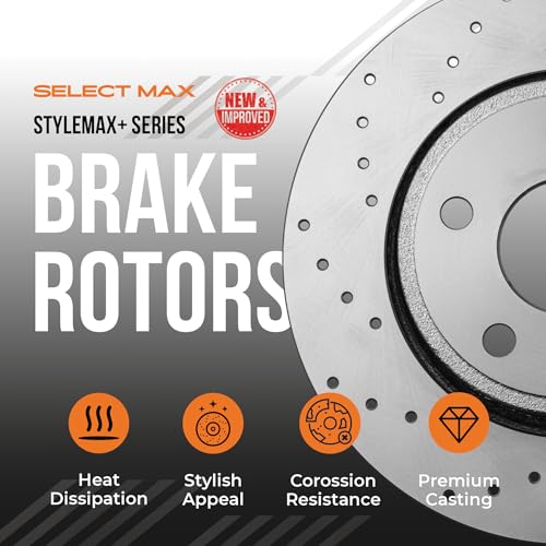 Image of MAX Advanced Brakes - Front Brake Kit For 2011-2016 Hyundai Elantra, 2014-2018 Kia Forte| Carbon Ceramic Brake and Rotor Kit| Daily Performance Geomet Coated Cross-Drilled Brake Rotors