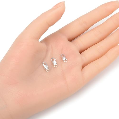 Miniatura 2 de Adabele - 10 unidades de plata esterlina auténtica de 0.394 in (0.39 pulgadas) pequeños cierres de langosta rectangulares italianos, anillo de salto