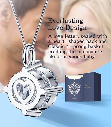 Beam & Bask 3 Carat Moissanite Necklaces for Women, Anniversary Romantic Pendant for Her, Best Jewelry Present to Wife Girlfriend Mom for Birthday4