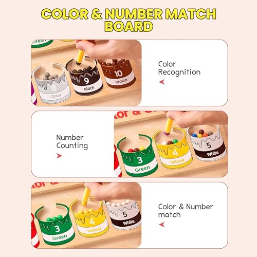 Image of Kidology Magnetic Color and Number Maze, Montessori Toys for 2+ Year Old, Wooden Magnet Board Counting & Color Sorting Toddler Activities Educational Fine Motor Skills Toys Gifts