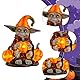 Halloween Deko Kürbislaterne mit LED Leuchtende Kürbisfigur,Halloween Dekoration LED Beleuchtet Draußen Innen Deko Figuren Wichtel Elf Kürbis Laterne Tischdeko,Party,Garten Dekofigur