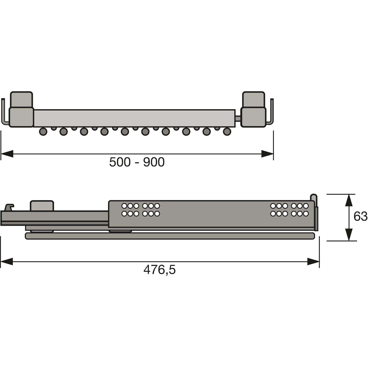 Hettich 9132919 Amari 200-Soporte (Tirantes), Extensible para 14 Pantalones, Ancho del Cuerpo 800-900 mm, Acero Plateado, Plata