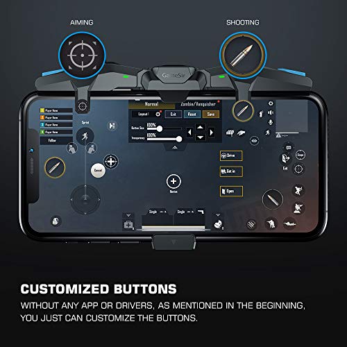 GameSir Mobile Game Controller F4 Falcon, Zero Latency Foldable Mobile Trigger, Plug and Play Gaming Trigger for Pubg, Knives Out, Rules of Survival, Call of Duty for Android and iOS Phone