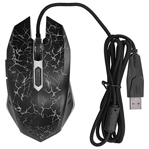 Ratón con cable USB negro para juegos y oficina, diseño ergonómico de precisión con luces