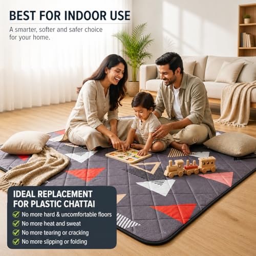 Image of Rhythm 3 Layer 1 Inch Foldable Mattress | Portable Lightweight Foam Bed | Comfortable Floor Sleeping Mat | Space Saving Design | Guest Bed Travel Camping Home Use | Multicolor 72x60x1