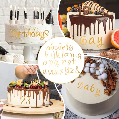 Nogeqi 64 Stück Gold Buchstaben Tortendeko, Acryl Buchstaben und Zahlen für Torte, Cake Topper Personalisiert Kuchen Deko 0-9 Wiederverwendbare für Geburtstage Hochzeiten Jubiläen Partys