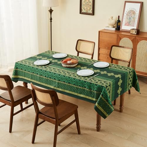 Nappe résistante à l'eau en lin vert 140x240 anti-tache pour Noël