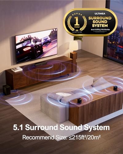 ULTIMEA 5.1ch Sound Bar with Subwoofer, Home Theater Virtual Surround Sound System for TV, Soundbar with App Control, 2 Surround Speakers, Opt/AUX, Peak Power 250W, Aura A30 - Image 3