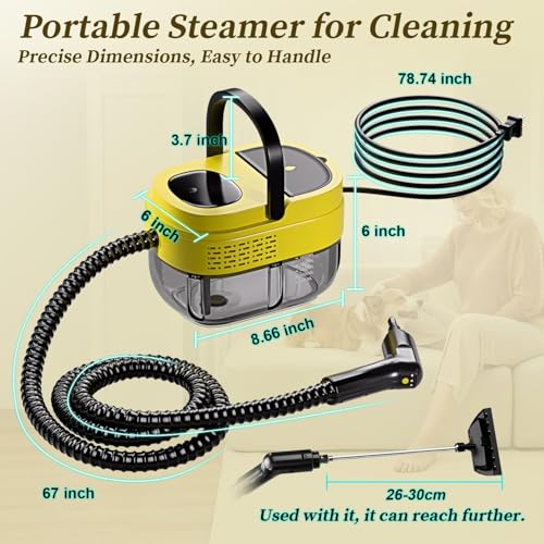 Image of Steam Cleaner,15s Heat-Up,1.6L Tank,3-Level Adjustable Handle,2500W Steamer for Cleaning,Portable Steamer for Cleaning with 16PCS Accessories,Steam Cleaner for Home,Grout,Tile,Couch,Car,Dirt,Grease