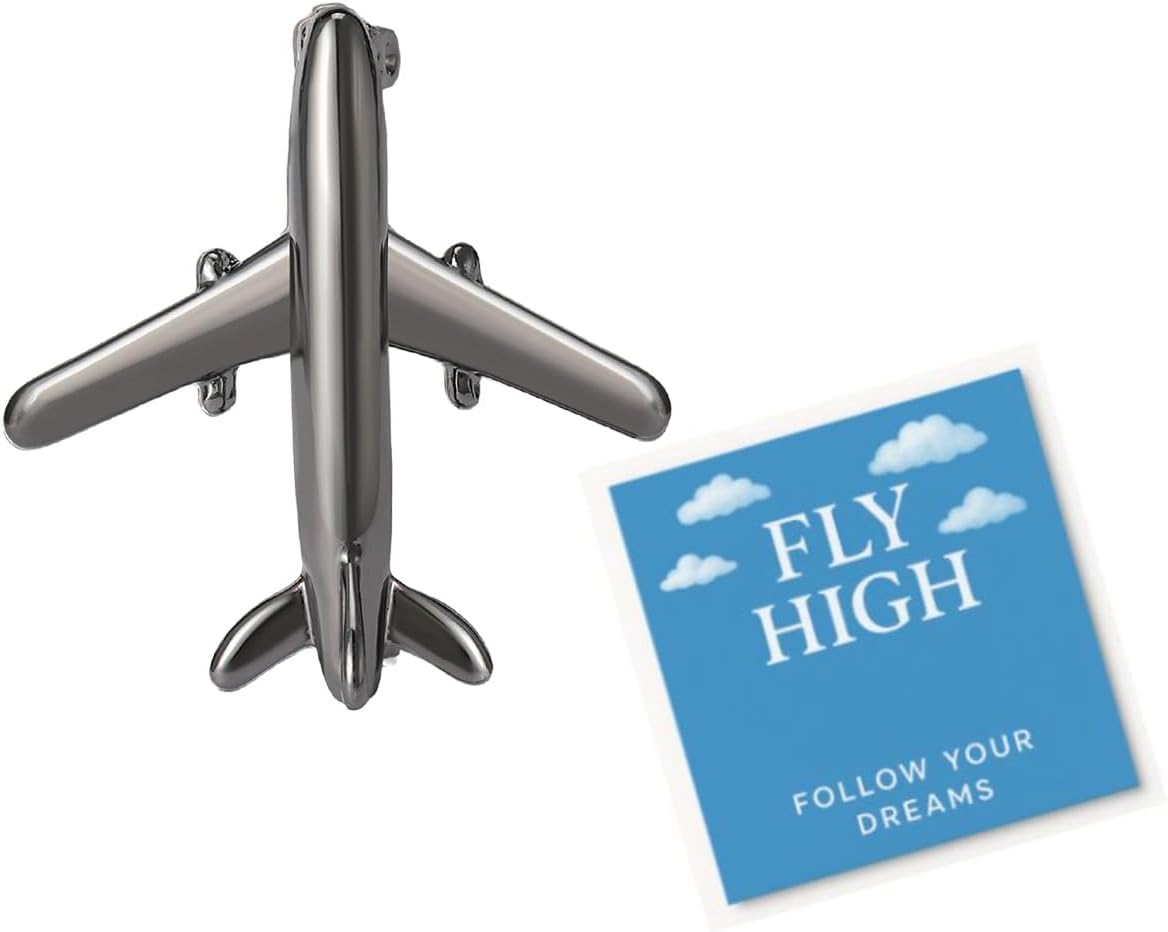 Airplane Pins for Women Airplane Brooch Flight Attendant Pin Fly High Follow Your Dreams Pilot Wings Brooch Travel Lover Gift
