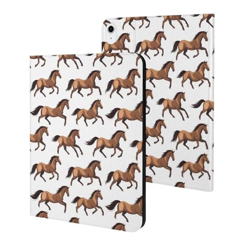 Protection iPad A16 11" antichoc et anti-rayure motif cheval marron avec veille