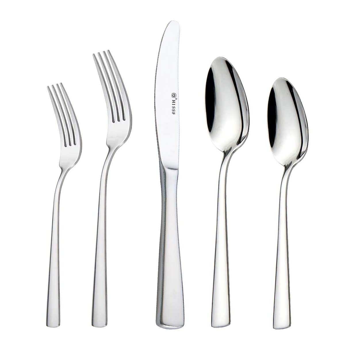 HISSF Cutlery Set, Silverware Set Serive for 6, 30 Pcs Stainless Steel Forks Spoons and Knives Set, Silver