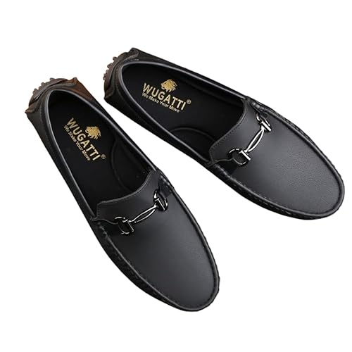WUGATTI Men's Black Suede Stylish, Comfortable & Casual Slip-On Loafers 7