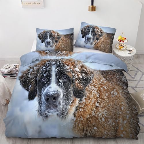 Housse de couette chien Saint-Bernard 3 pièces en microfibre douce zippée - 2