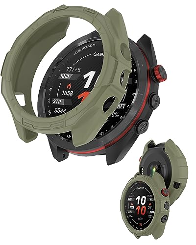 Garmin (ガーミン) Approach S70 47mm 対応 用ケース Approach S70 47mm 用カバー ソフト TPU材質 プロテクターカバー YAJOJO落下 衝撃吸収 全面保護 装着簡単 高耐久 装着簡単 フイルムなし (グリーン