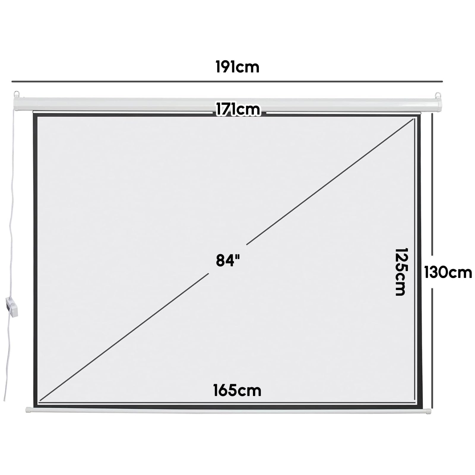 Fabulcozy Écran de Projection Motorisé Électrique 4:3 84 Pouces 171x130 cm Fixation Mur Plafond Home Cinéma