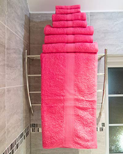 Lex's Linens Pack of 2 100% Combed Cotton Hot Pink Bath Sheets - Image 4