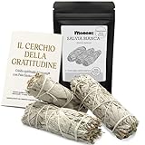 3 Smudge di Salvia Bianca Naturale + Guida al Rituale Inclusa | Fumigazione per Purificazione Energetica, Meditazione, Yoga e Benessere | Raccolta Sostenibile | (3 Salvia Bianca)