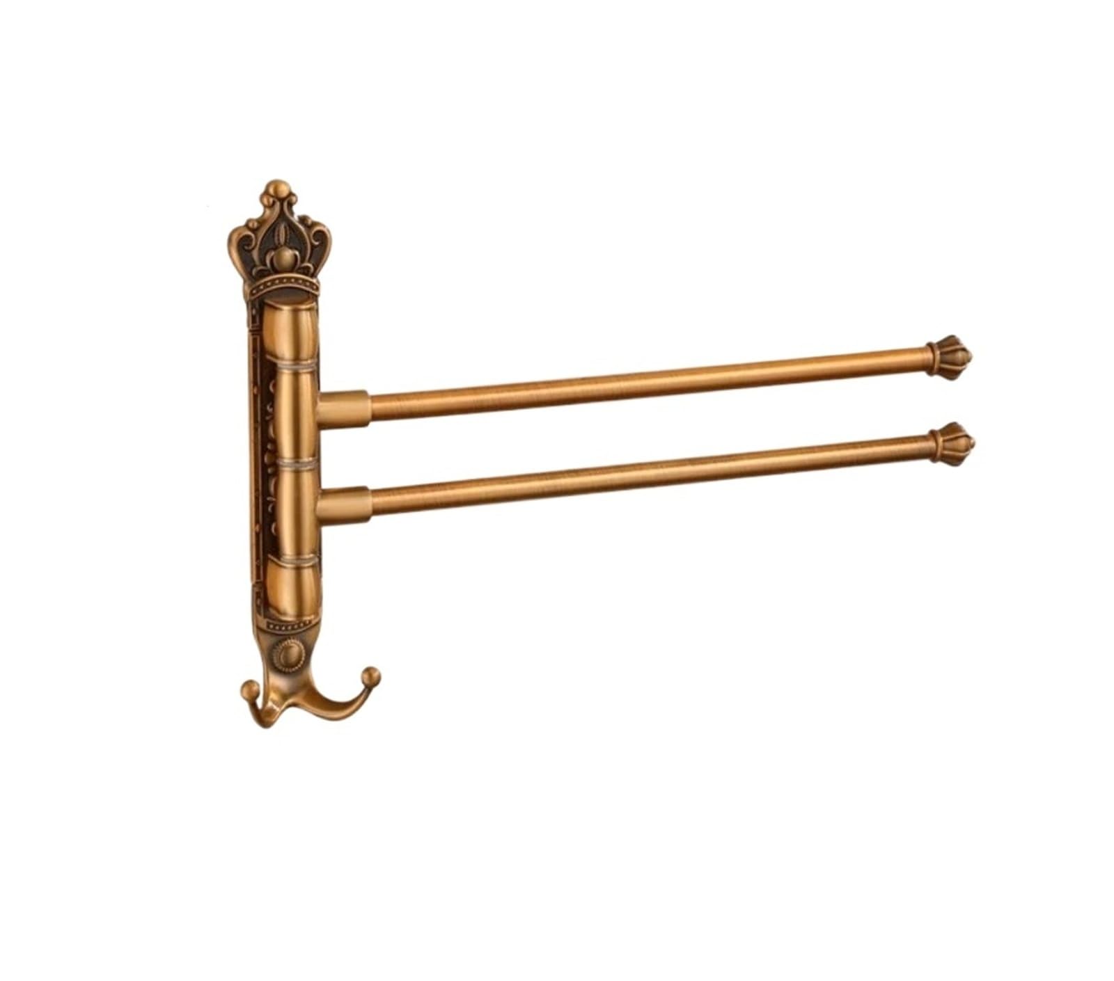 Porte-serviettes rétro en aluminium 2 barres pivotantes avec support brosses à dents