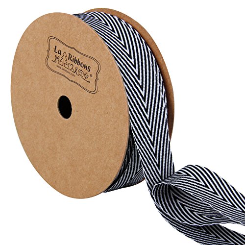 Laribbons Twill Chevron Stripes Ribbon, Gift Wrap Ribbon, 3/4 Inch By 10 Yard/Spool, Black #TOP10