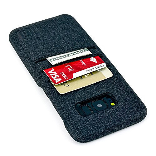 Étui Samsung Galaxy S8 portefeuille en cuir synthétique noir avec porte-cartes et fente argent